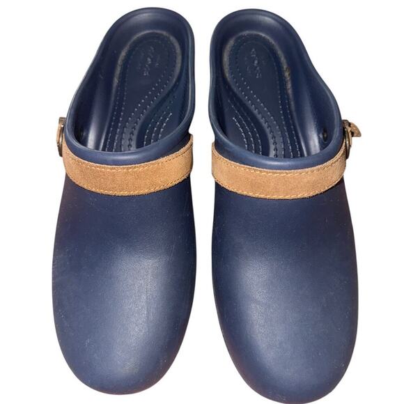 Crocs Shoes - Crocs Navy Blue Clogs – Suede Strap – Slip-On Comfort Mules size 9W